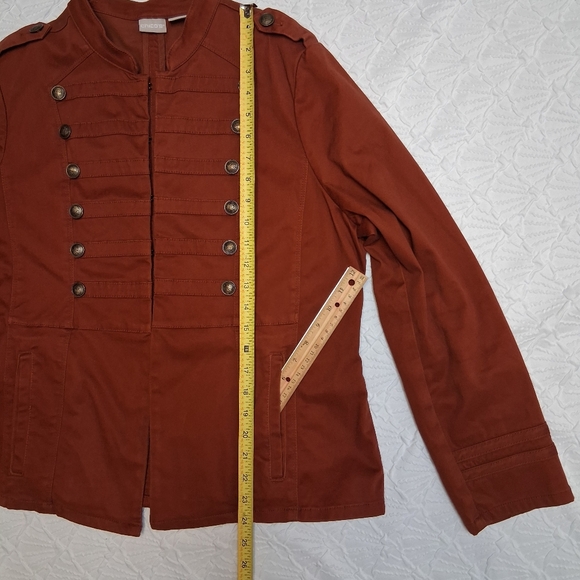 Chico's Burnt Orange Military Jacket Size 2 Usa Size 12/14 - Picture 10 of 16